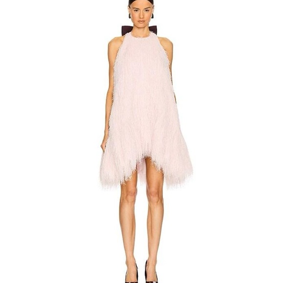 Aknvas Pink Asymmetrical Halter Cocktail Dress